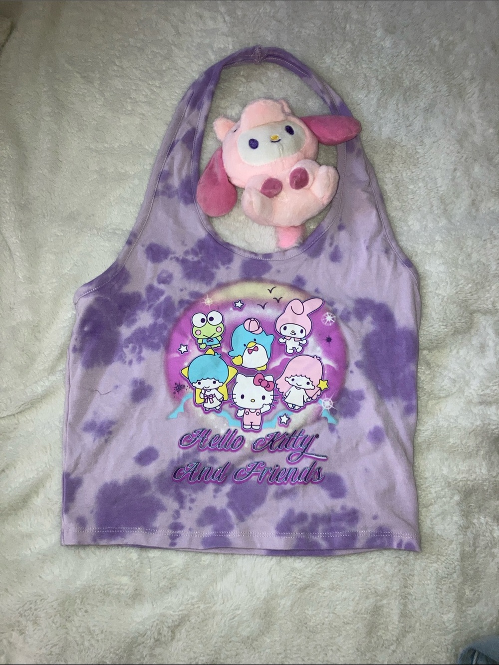 Sanrio Purple Tie-Dye Tank Top with Hello Kitty & Friends Graphic